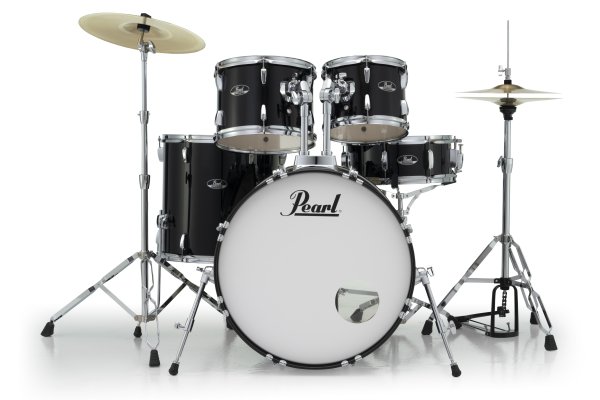 Roadshow Set Complet De Batterie 5 Pièces Avec Grosse Caisse 22", Quincaillerie Et Cymbales, Noir